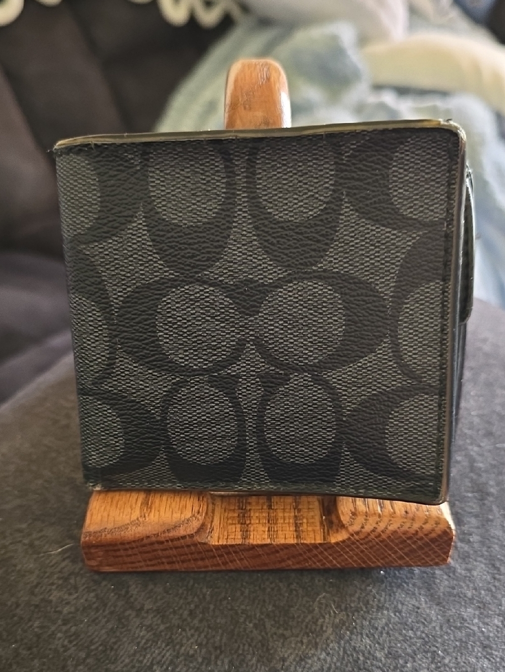 Coach Black Signature Monogram Bilfold Needs TLC